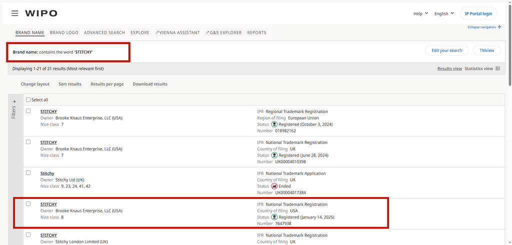 WIPO trademark database check for amazon ip infringement